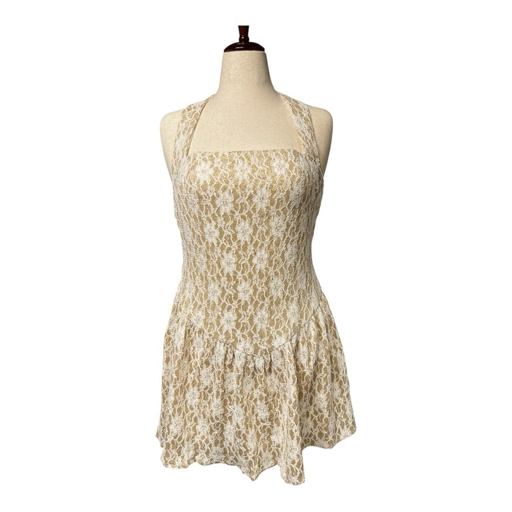NWT D. ARK Cream Lace Halter Mini Dress Size L - Picture 4 of 12